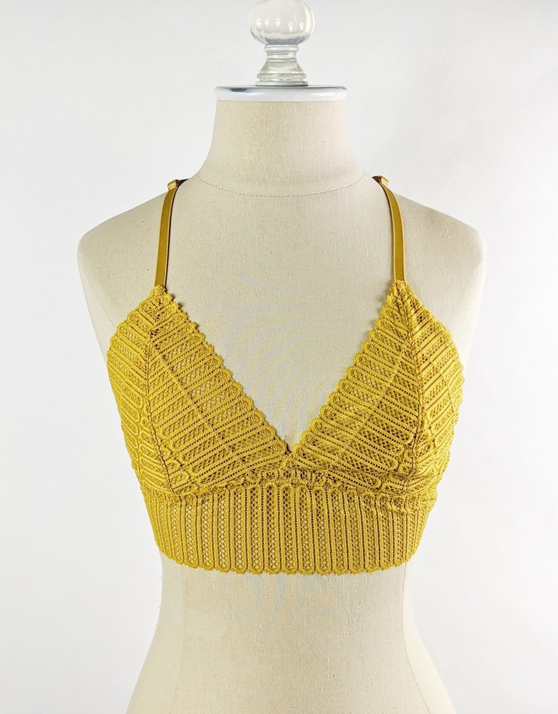 Leto Accessories Ribbed Lace Racerback Bralette