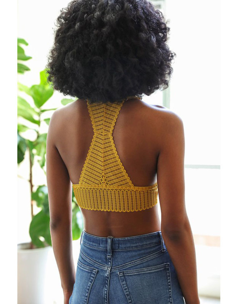 Leto Accessories Ribbed Lace Racerback Bralette