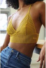 Leto Accessories Ribbed Lace Racerback Bralette