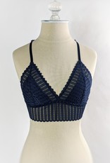 Leto Accessories Ribbed Lace Racerback Bralette