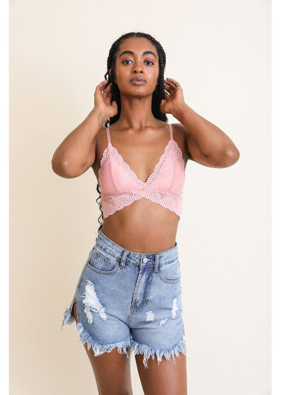 Floral Mesh Triangle Bralette - Firefly