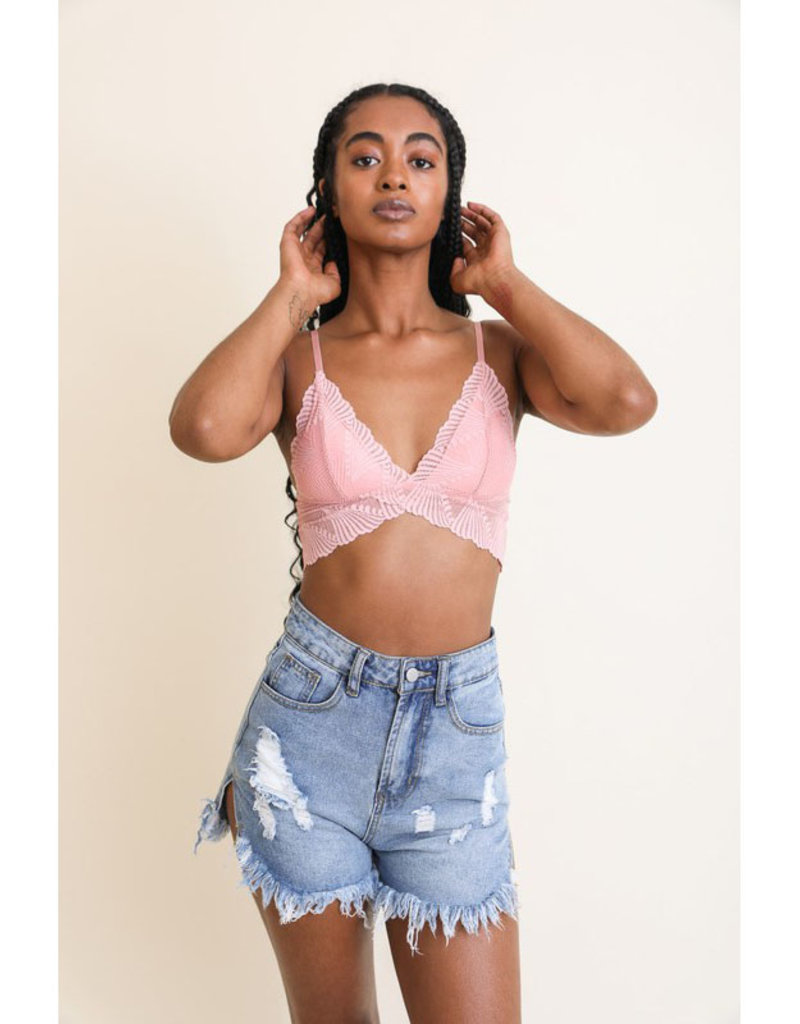 Butterfly Scallop Lace Bralette - Firefly