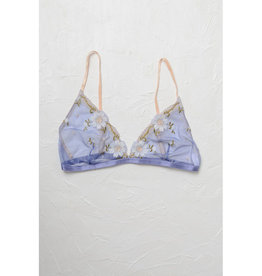 Leto Accessories Floral Embroidered Mesh Bralette