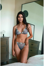 Leto Accessories Floral Embroidered Mesh Bralette
