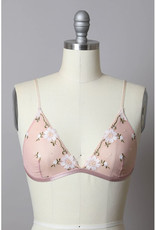 Leto Accessories Floral Embroidered Mesh Bralette