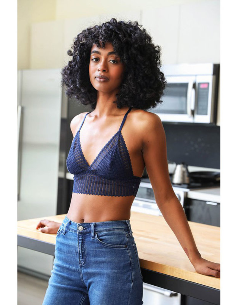 Leto Accessories Ribbed Lace Racerback Bralette