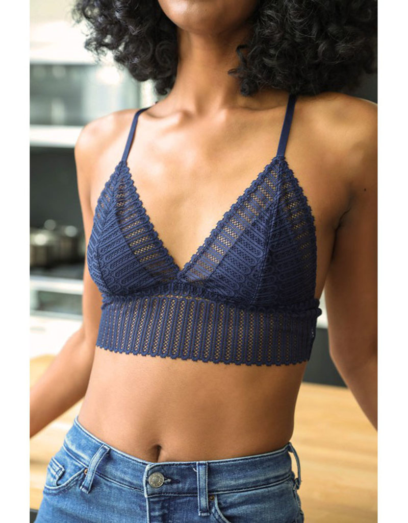 Leto Accessories Ribbed Lace Racerback Bralette