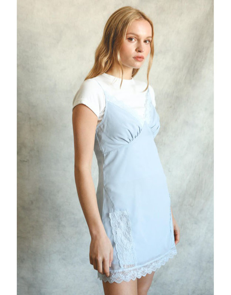 Listicle Scallop Lace Slip Dress