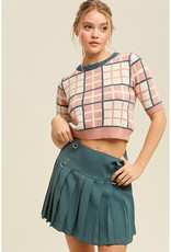 Listicle Pleated Buckle Mini Skirt