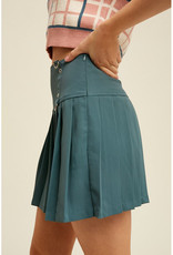 Listicle Pleated Buckle Mini Skirt