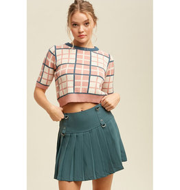 Listicle Pleated Buckle Mini Skirt