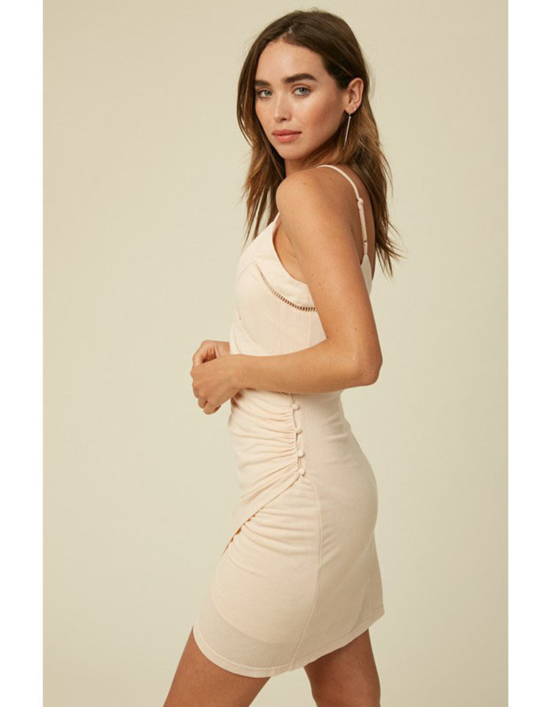 Listicle Side Wrap Button Mini Dress