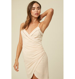 Listicle Side Wrap Button Mini Dress