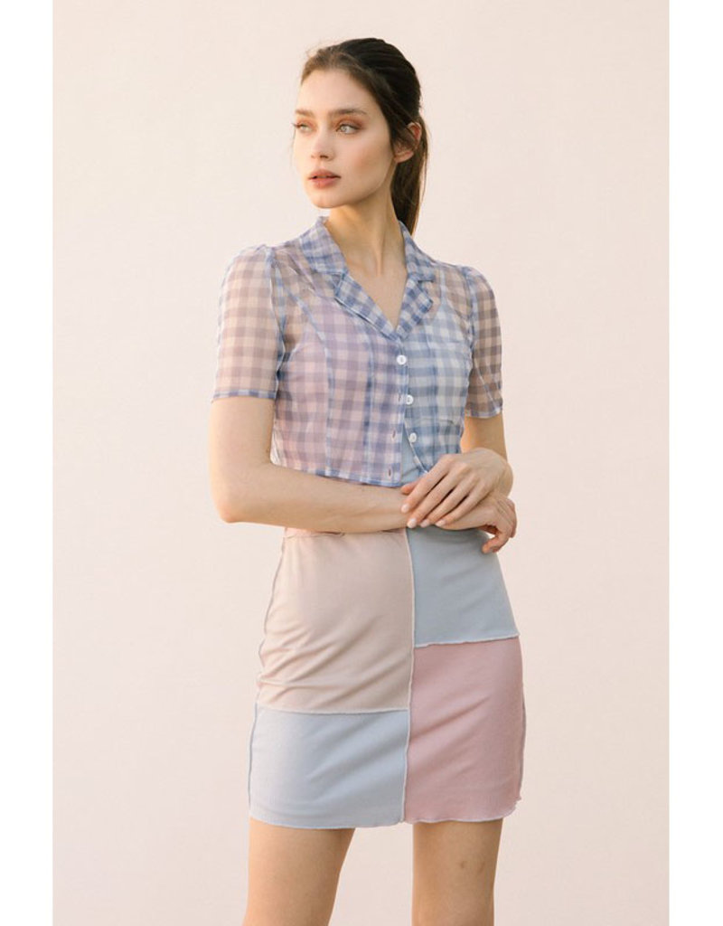 Storia Sheer Gingham Crop Top