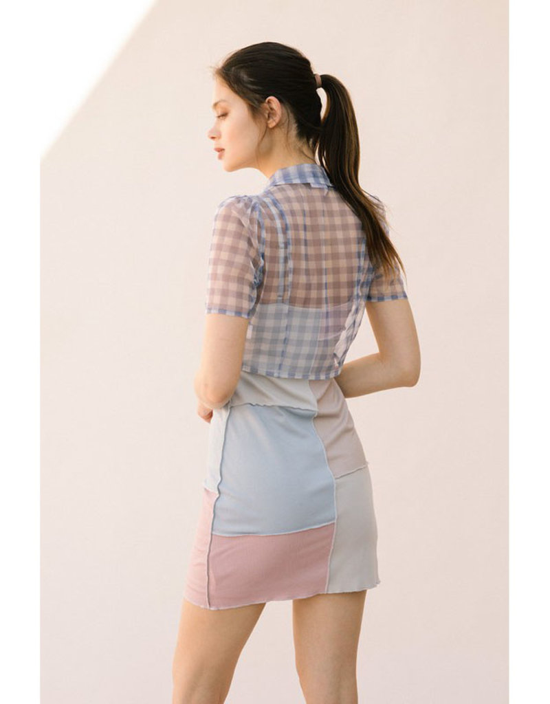 Storia Sheer Gingham Crop Top