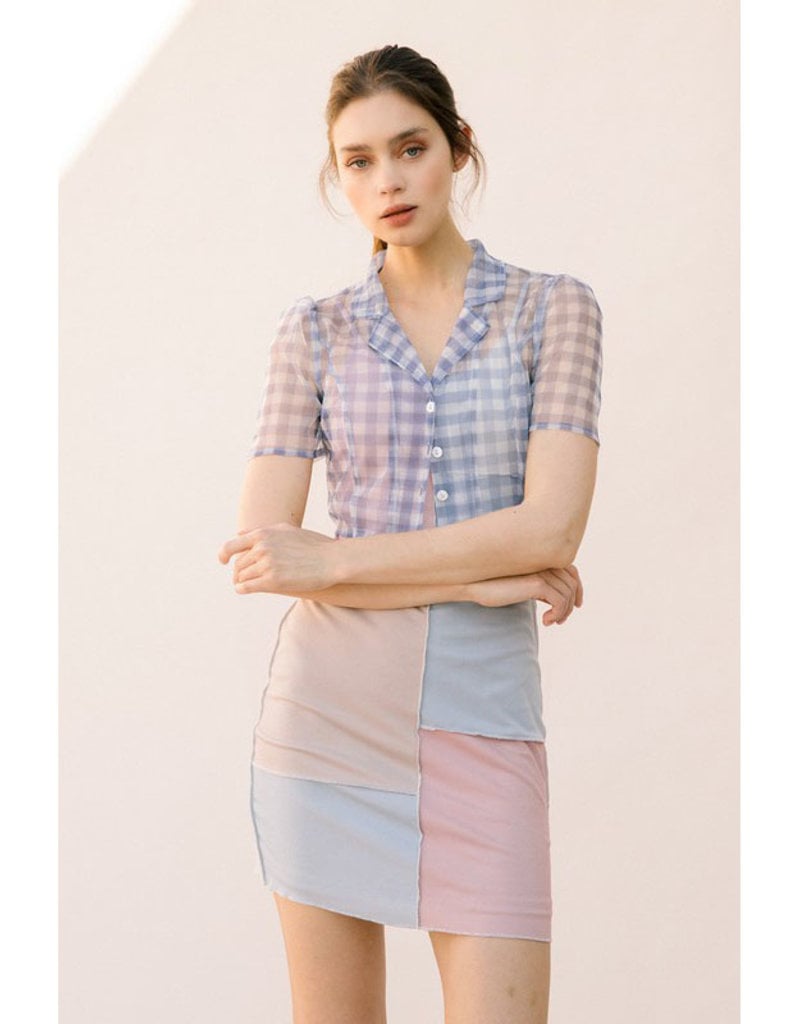 Storia Sheer Gingham Crop Top