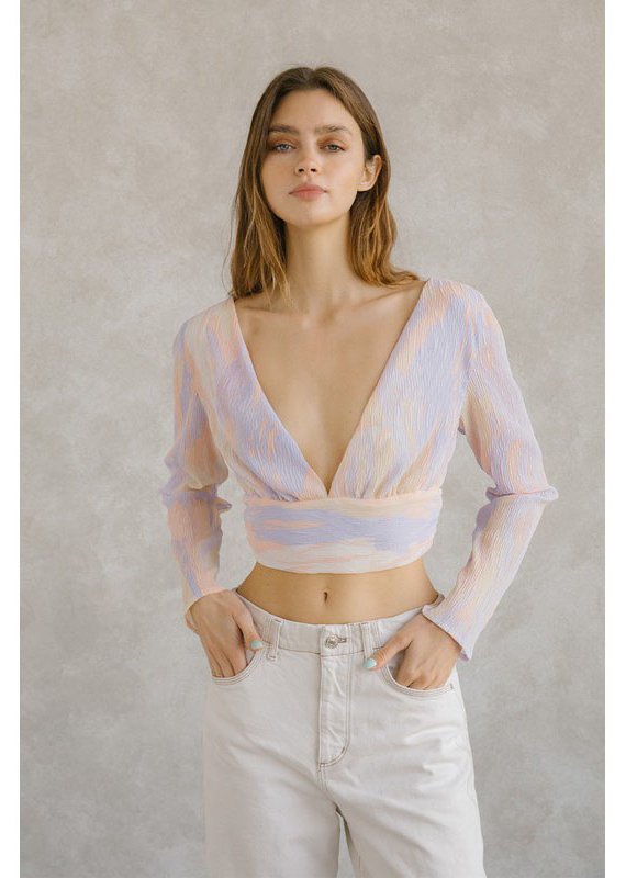 Storia Pastel Crepe Cropped Top