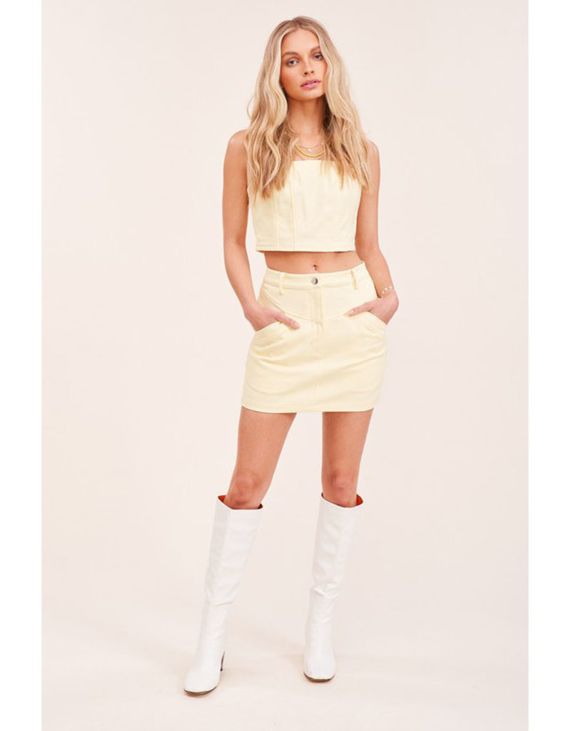 Listicle Dusty Yellow Crop Top & Mini Skirt Set