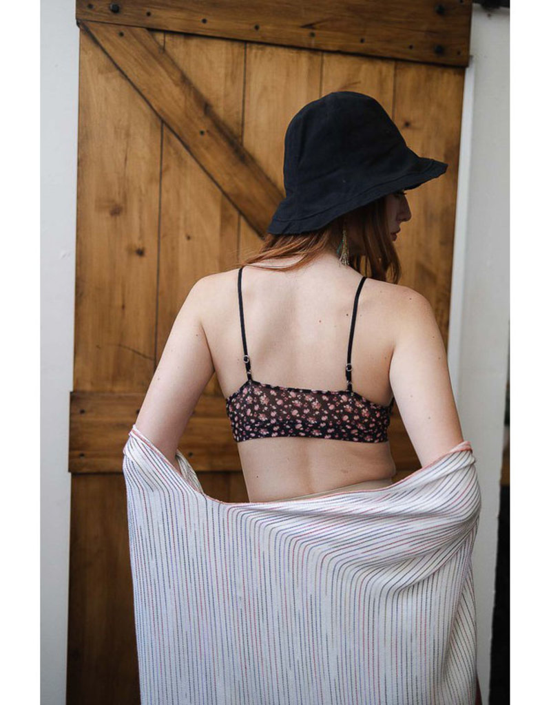 Leto Accessories Ditsy Floral Mesh Triangle Bralette