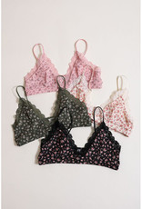 Leto Accessories Ditsy Floral Mesh Triangle Bralette