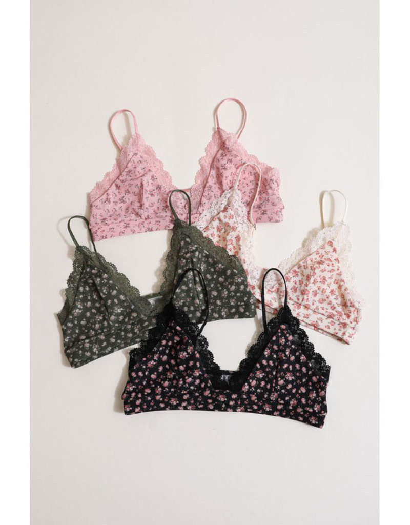 Leto Accessories Ditsy Floral Mesh Triangle Bralette