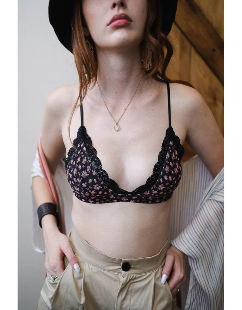 Leto Accessories Ditsy Floral Mesh Triangle Bralette