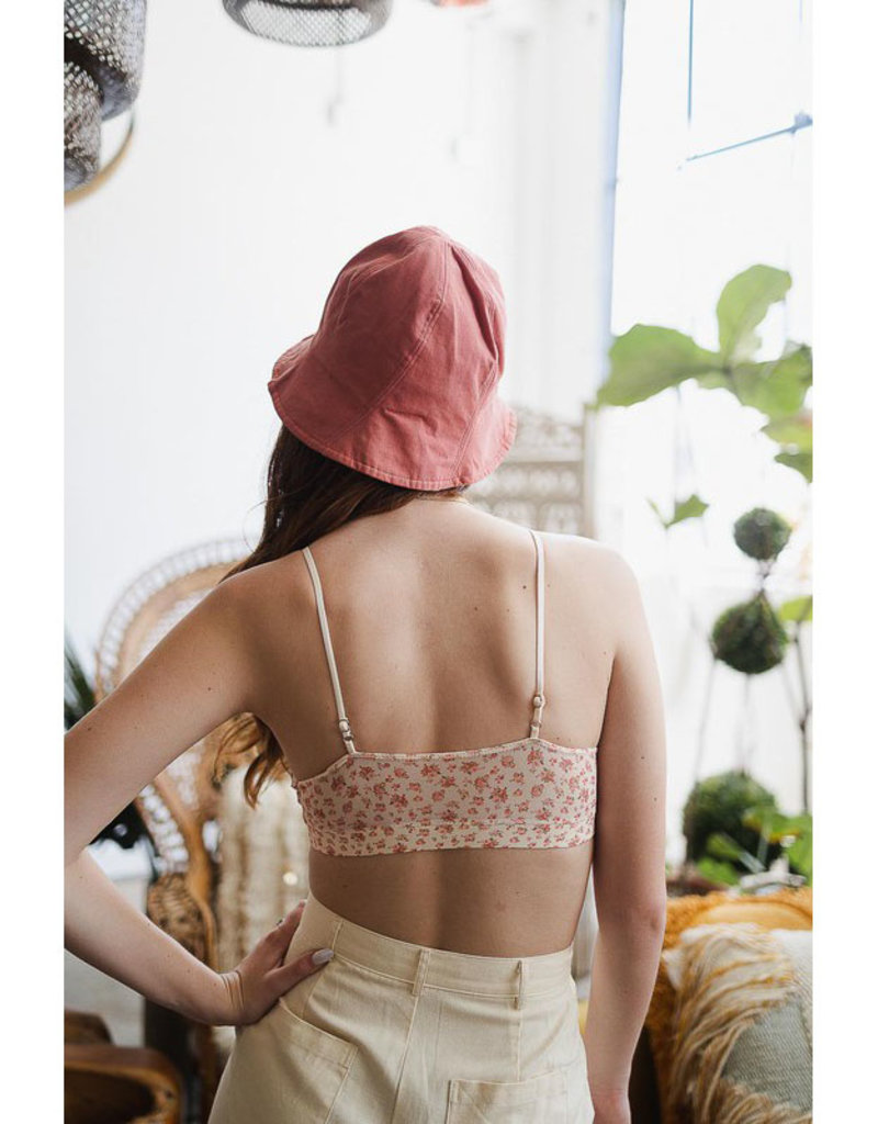 Leto Accessories Ditsy Floral Mesh Triangle Bralette