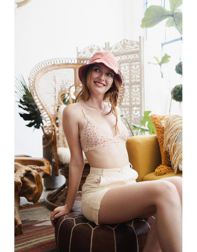 Leto Accessories Ditsy Floral Mesh Triangle Bralette
