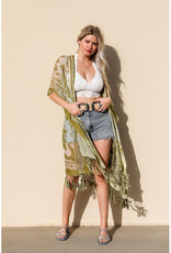 Velvet Mesh Kimono w/Tassels