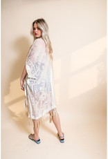 Velvet Mesh Kimono w/Tassels