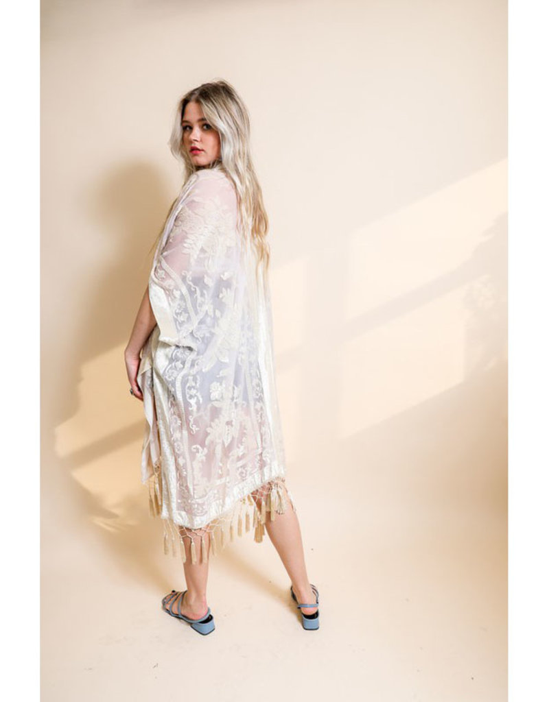 Velvet Kimono Mesh w/Tassels Firefly -