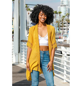 Leto Accessories Sheer Scallop Lace Kimono