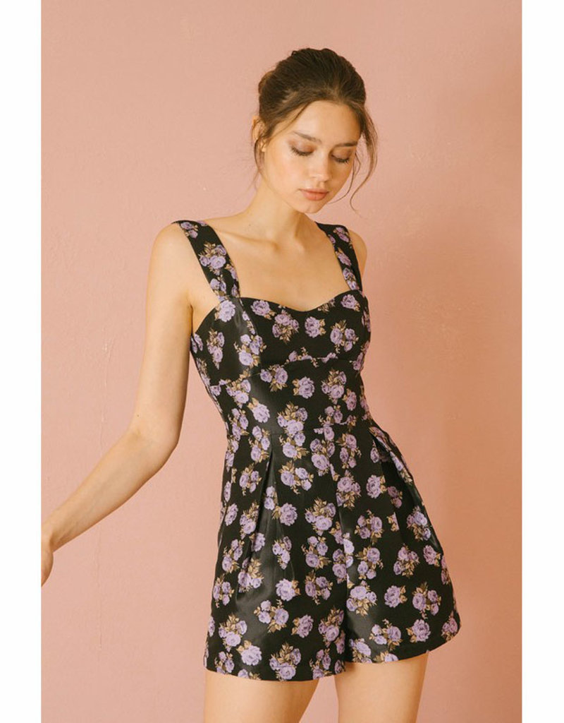 Storia Midnight Rose Satin Romper