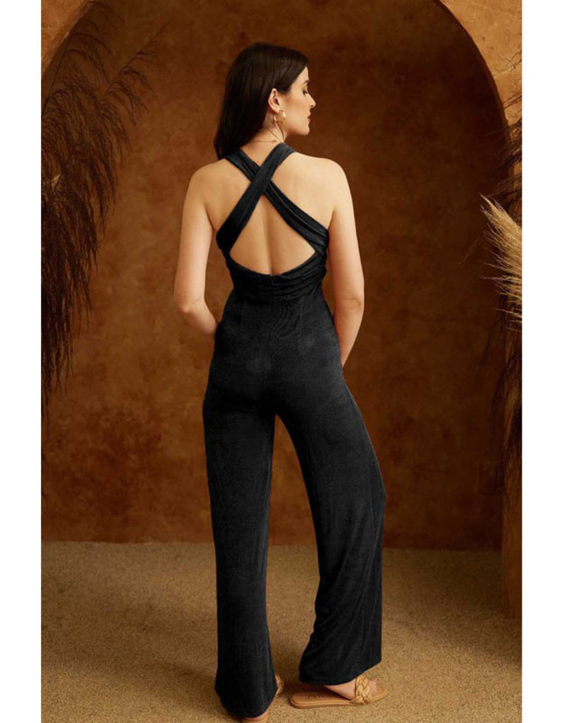 Criss Cross Back Jumpsuit – Grey Suede