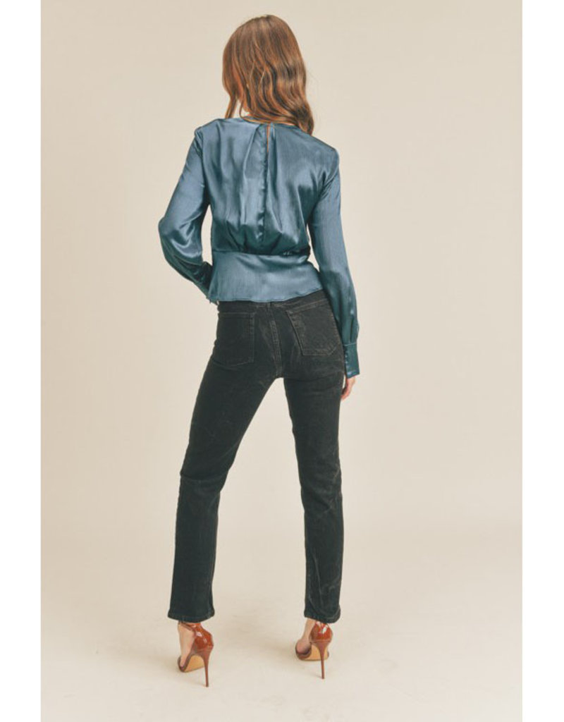 Lush Midnight Teal Twist Front Top