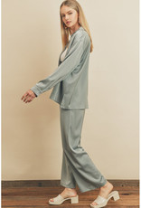 Dress Forum Dusty Teal Satin Shirt & Pants Set