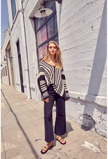 Miou Muse Black & Cream Striped Sweater