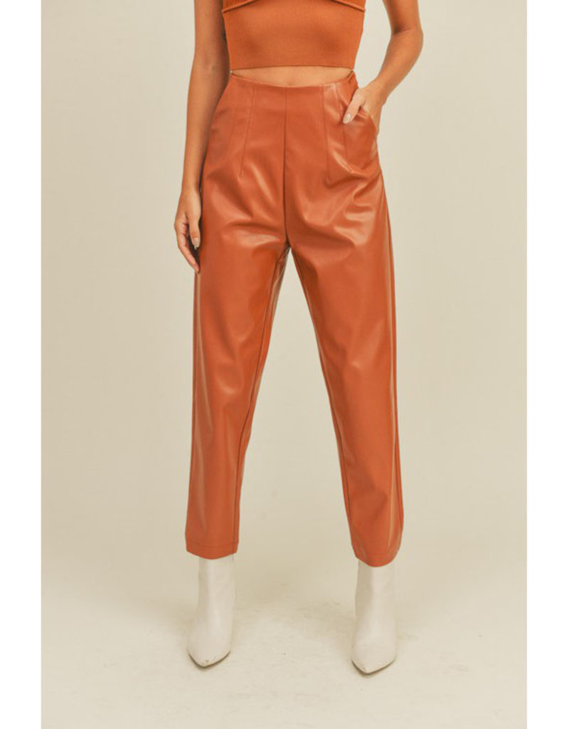 Lush Pleated High Waist Vegan Leather Pants