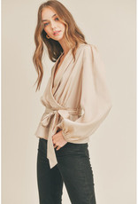 Lush Satin Wrap Peplum Top