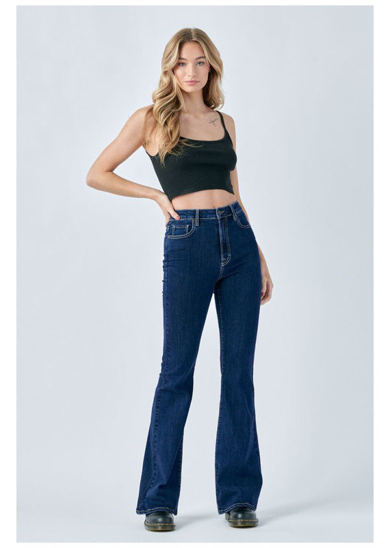 Hidden Jeans Inseam Dark Wash Flares