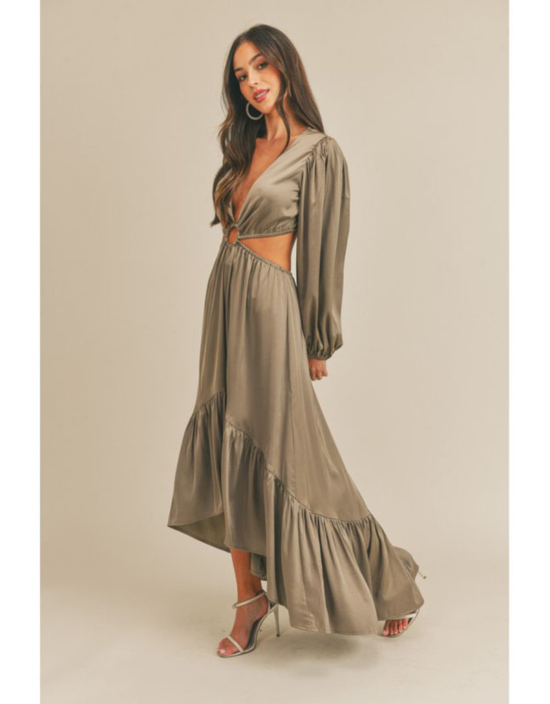 Mable Satin Tiered Cut-Out Maxi Dress