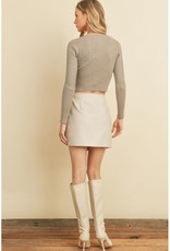 Dress Forum Stone Vegan Leather Wrap Mini Skirt
