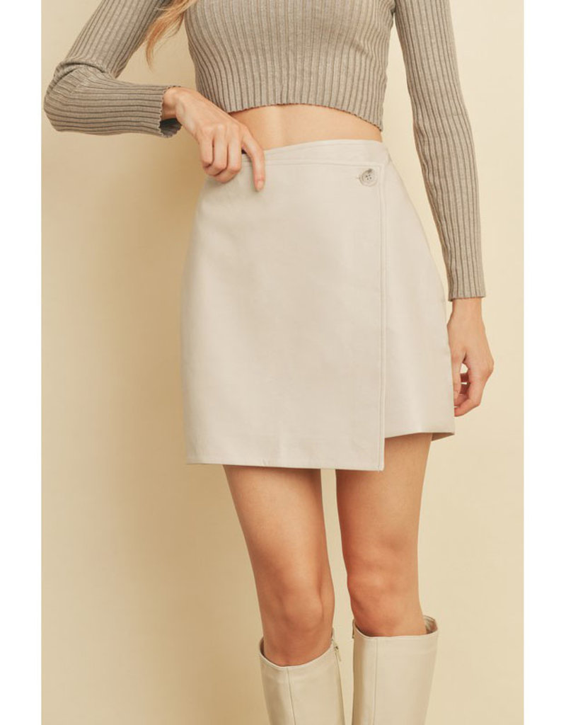 Dress Forum Stone Vegan Leather Wrap Mini Skirt