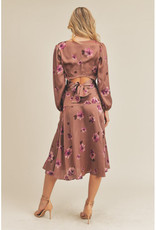 Lush Mauve Floral Print Midi Skirt