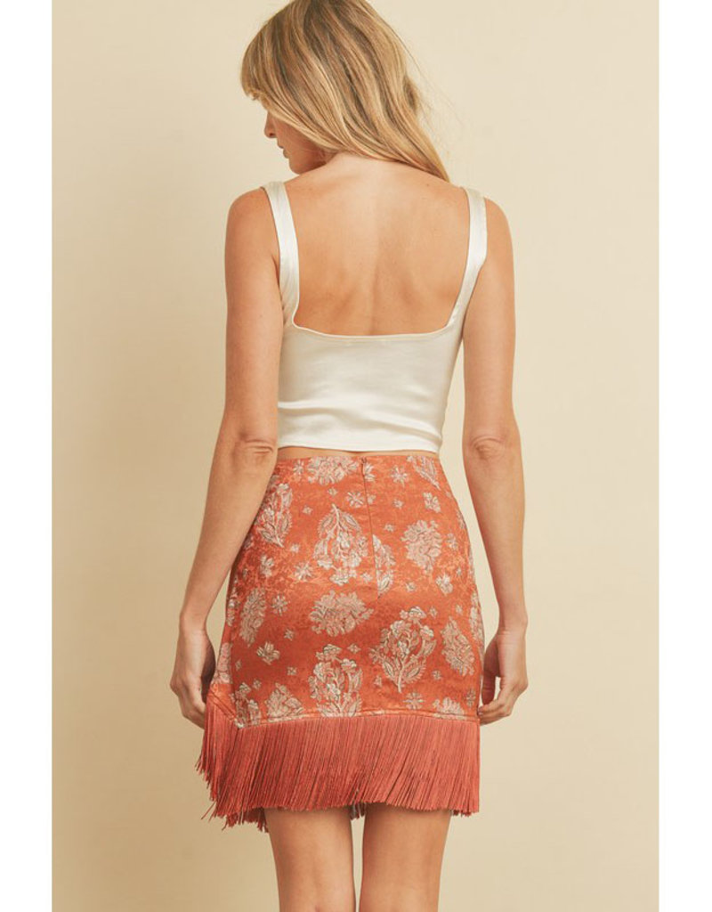 Dress Forum Fringe Jacquard Mini Skirt