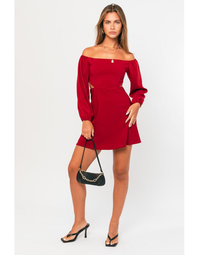 Le Lis Crimson Off Shoulder Mini Dress
