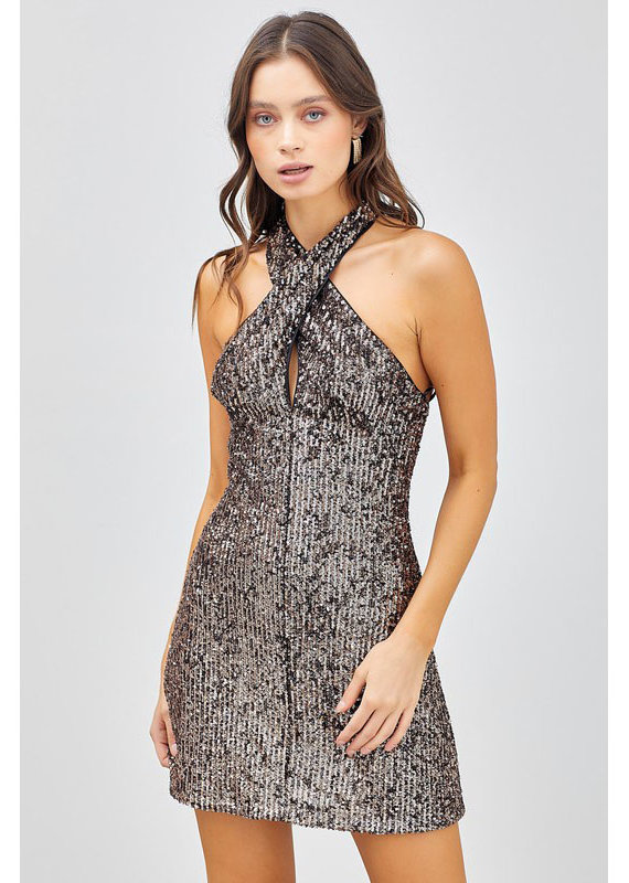 Do + Be Black & Gold Knit Minidress