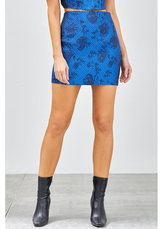 Do + Be Blue Jacquard Miniskirt