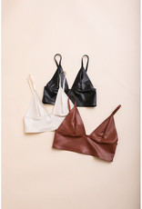 Leto Accessories Vegan Leather Plunge Bralette