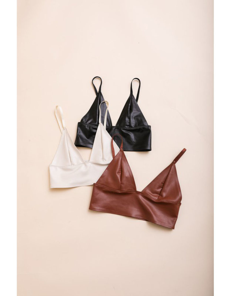 Leto Accessories Vegan Leather Plunge Bralette